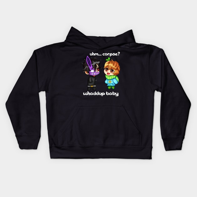 Corpse Husband and Sykkuno Chibi Kids Hoodie by arteewiss